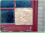 boarded up Hitchin